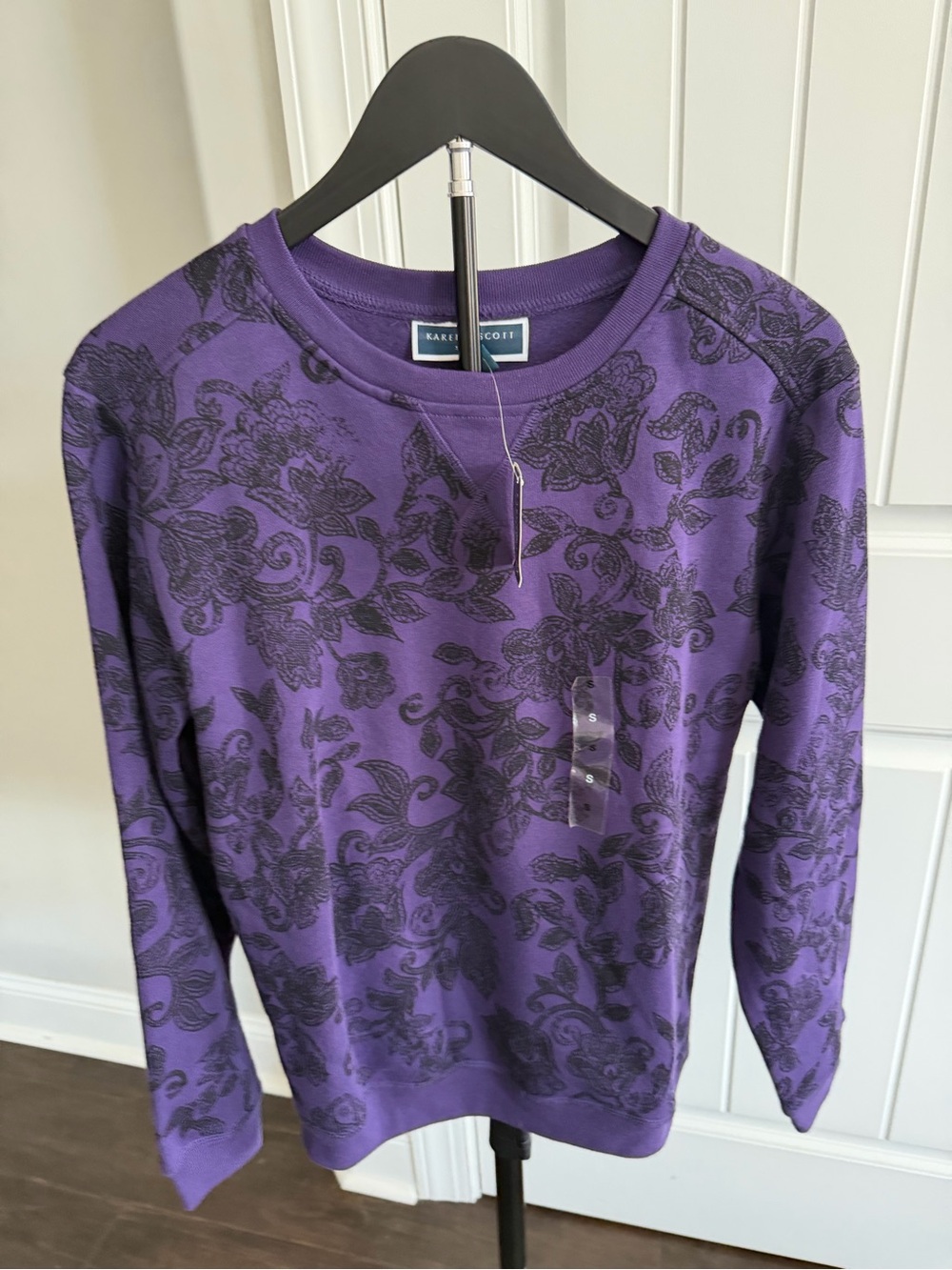 Karen Scott Purple Floral-Print Sweatshirt
